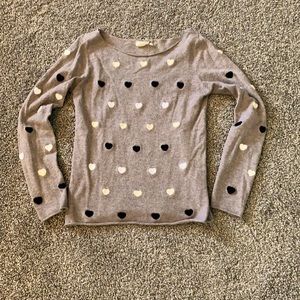 Brown long sleeve shirt with hearts. One size